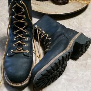 Carolina Black Leather Steel Toe Leather Logger Boots Men's Size 10